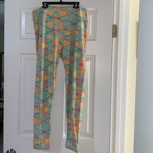 LuLaRoe leggings, size Tall & Curvy, soft, cream, turquoise, purple/pink, orange
